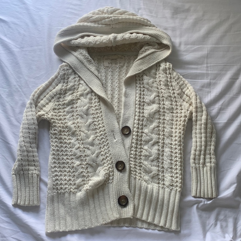 Cute White Knit Cardigan Hoodie